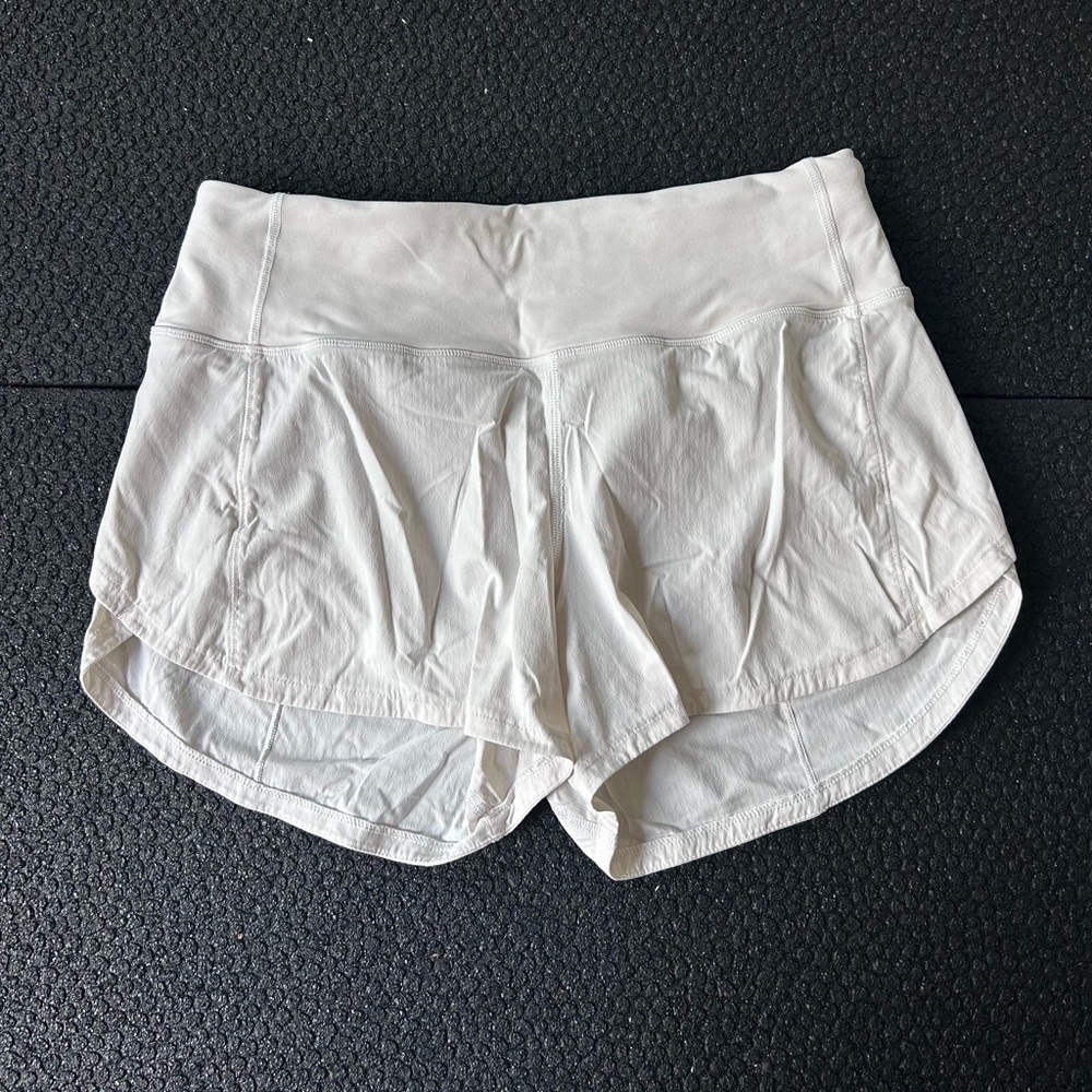 White Lululemon Speed Up Shorts